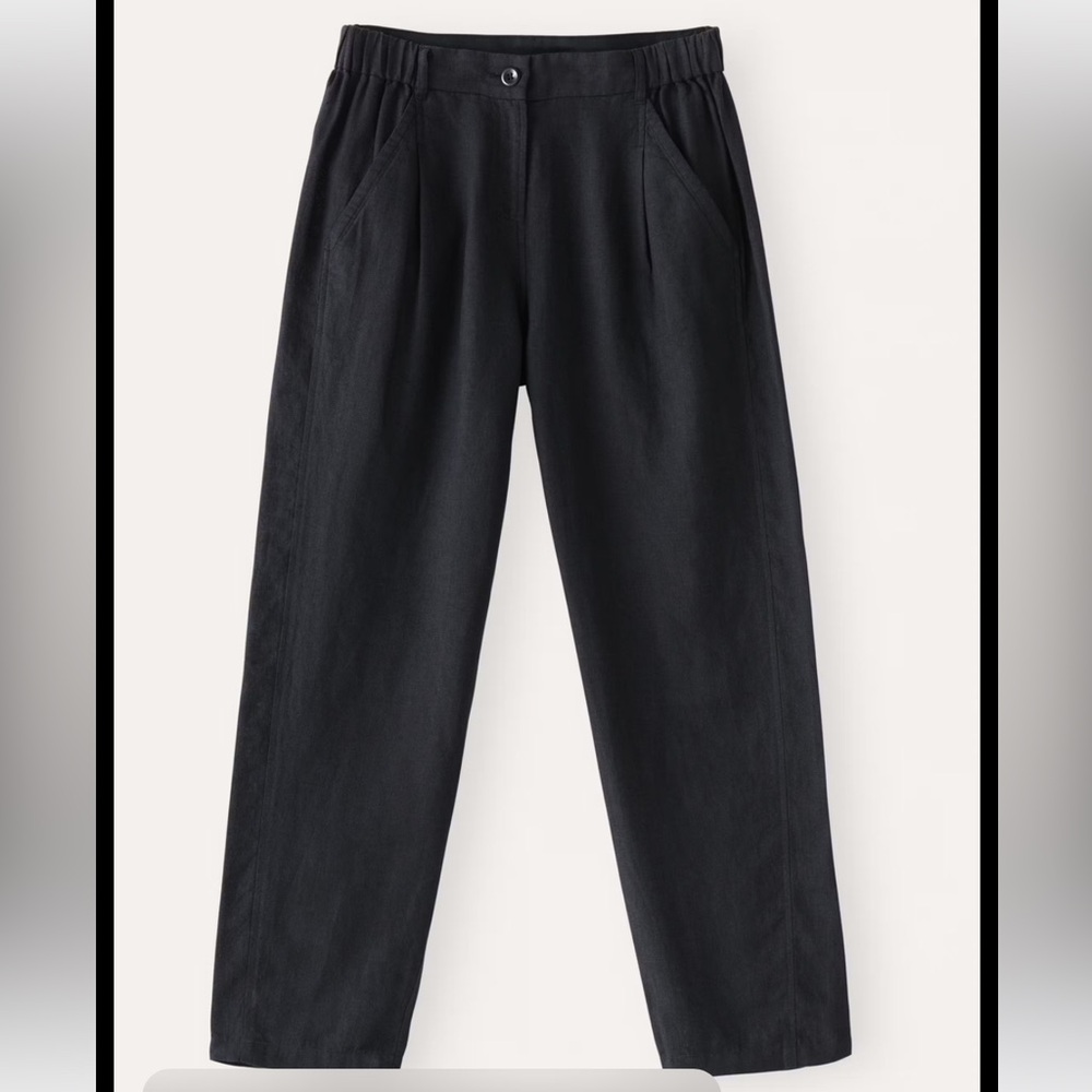 Poetry 100% Linen Trousers Size Size 12 Dark Wash Blue